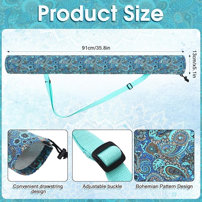 Shinylin 35 Inch Mahjong Mat Carrying Bag with Strap, Printed Drawstring Mahjong Holder Bag Outdoor Travel Canvas Storage for Board Games, Yoga Mats, Tripod