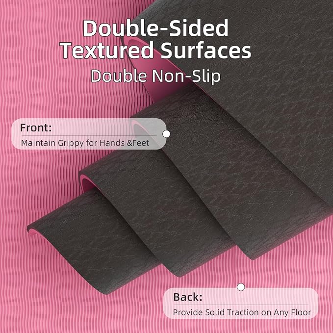 Thick Yoga Mat 72"x24" – 1/4" or 2/5" Option | Non-slip & anti-tear TPE, lightweight with carrying strap, beginner-friendly for women & men, yoga/pilates/floor workout