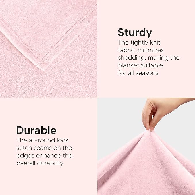 Utopia Bedding Ultra Soft Fleece Bed Blanket King Size Pink (90x102 Inches) | Microfiber Plush Warm Lightweight Breathable Cozy Blanket Anti-Static, All Season Use, Gift for Women and Men