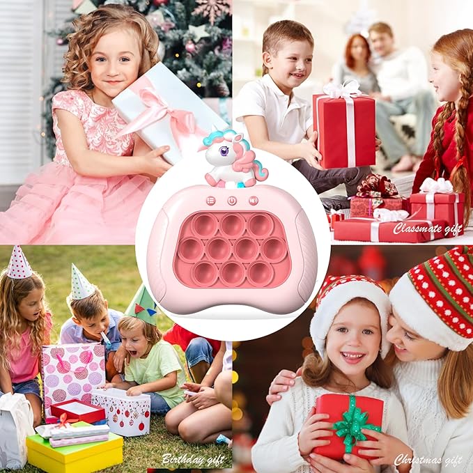 Valentines Day Unicorn Pop Push Game Toy ,Unicorn Quick Fast Push Puzzle Handheld Game Light up Fidget Toy,Funny Pop Bubble Sensory Toys,Unicorn Birthday Gifts for Kids Ages 3-12 with Autism