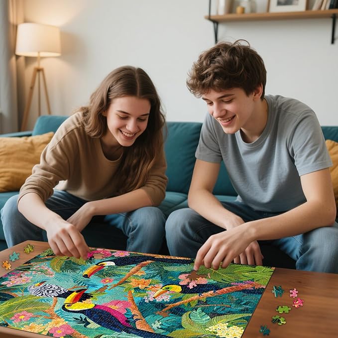 Sutinban Toucan 1000 Pieces Puzzles for Adults, Jigsaw Puzzle 1000 Pieces,Unique Rainforest Jungle Puzzles for Adults Bird Vibrant Challenging Funny Puzzle for Happy Family&Kids Great Gift