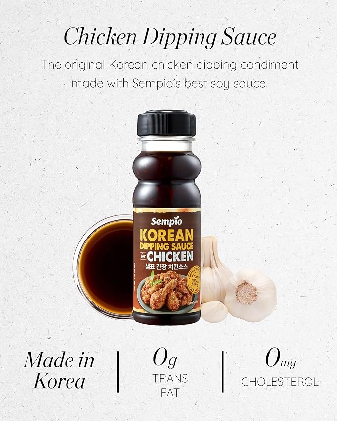 Sempio Korean BBQ Garlic & Soy Dipping Sauce for Chicken, 10.58oz / 300g | Savory with a Touch of Ginger, Perfect Sauce & Glaze for Fried Chicken, Wings, Tempura, or Grilled Meats, Zero Trans Fat