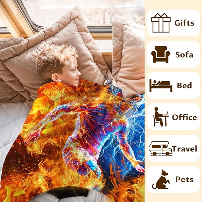 Personalized Soccer Blanket for Boys Men Cool Custom Throw Blankets Gift for Kids Teens Adults, 60x80 Inches Soft Cozy Cool All Season Sport Theme Throw for Sofa Couch Chair Bedroom