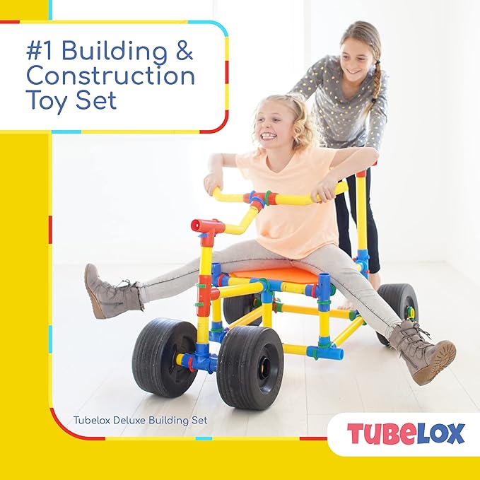Tubelox Deluxe Building Toy Set | 220 Piece STEM Toy for Kids - Build Anything - Creative Construction Blocks - Durable Material | Fun, Creative, and Educational Play