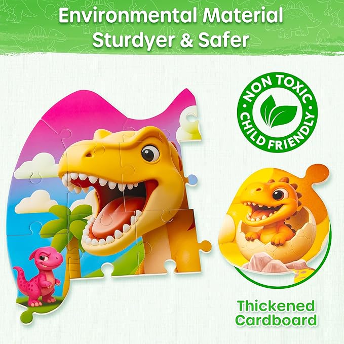 SYNARRY Dinosaur Floor Puzzles for Kids Ages 4-6, Large 45 Piece Floor Puzzles for Kids Ages 3-5, Dinosaur Puzzles for 4-8 Years Old, Easter Basket Stuffers Valentines Day Gifts for Kids
