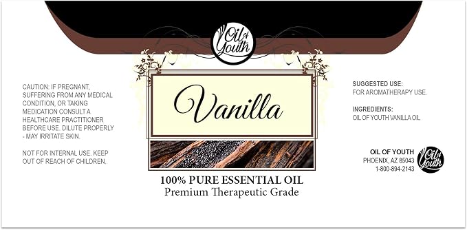 Oil of Youth Vanilla Essential Oil Pure Therapeutic Grade for Diffuser, Aromatherapy, Sleep & Skin Therapy – (16oz Bulk)
