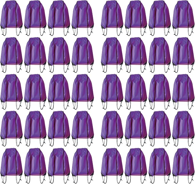 Drawstring Backpack Bulk 40Pcs Draw String Backpack Bags DIY Gym Sports Traveling Yoga Cinch Bag Sackpack Drawstring (purple)