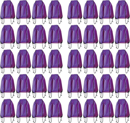 Drawstring Backpack Bulk 40Pcs Draw String Backpack Bags DIY Gym Sports Traveling Yoga Cinch Bag Sackpack Drawstring (purple)
