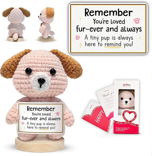 Gossby Inspirational Gift for Women, Men - Positive Dog Crochet - YOU'RE LOVED FUR-EVER & ALWAYS - Christmas, Birthday, Emotional Support, Positive Dog Lover Gift for Friend, Coworker, Teacher, Mom