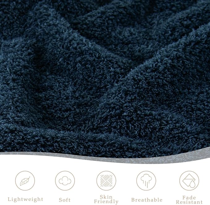 Exclusivo Mezcla Fleece Twin Size Blanket for Couch and Bed, 60" x 80" | Super Soft and Cozy Fluffy Blanket for Women, Lightweight and Fuzzy Blanket for Teens Back to School, All Season, Navy Blue