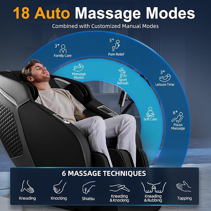 Upgraded 4D Massage Chair Full Body, Zero Gravity SL-Track Massage Chair Recliner with AI, Body Scan, Heating, Calf Kneading, Rocking Sleep Mode, Airbags, Foot Rollers, 18 Auto Modes