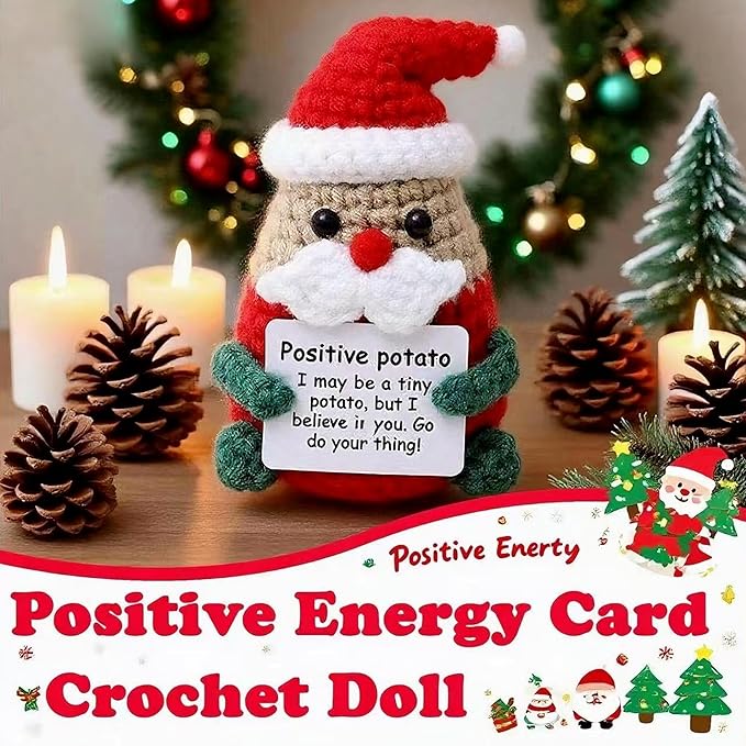 Christmas Positive Crochet, for Christmas Decorations Indoor Emotional Support Crochet,Santa Claus Dolls Gift for Home Decor,or Birthday for Women/Men