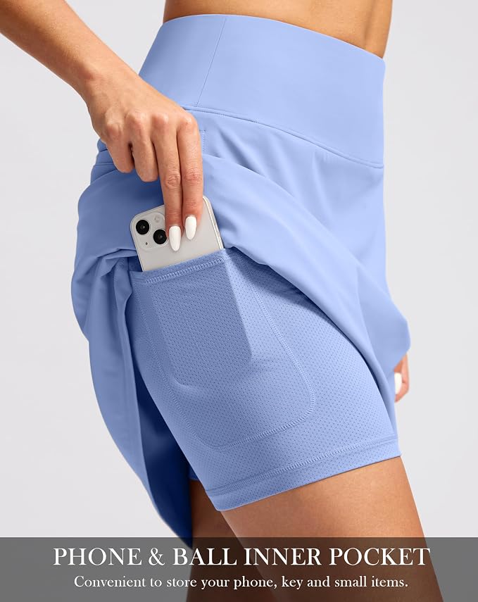 G Gradual 20" Skorts with Pockets Knee Length Golf Skirt | Built in Soft Shorts, High Waisted, Tummy Control, Breathable, Long Skorts for Athletic, Tennis, Dressy, Casual, Summer