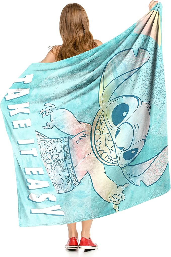 Northwest Lilo and Stitch Silk Touch Throw Blanket, 50" x 60", Laid Back Stitch