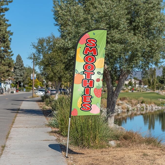 Smoothies Feather Flag for Storefronts Fairs,6 FT (Flagpole Not Included) | Business Advertising Flag