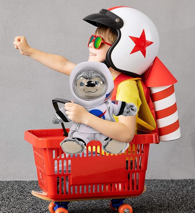 DolliBu Astronaut Dress Up Set for Teddy Bear Plush Toy - Astronaut Stuffed Animal Costume Outfit with Jacket, Helmet with Holes, and Pants, Create NASA Space Toys for Kids with Dress Up Set - Large