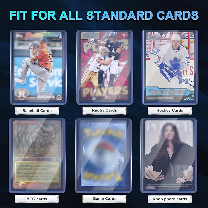 200 Card Sleeves, Clear Hard Sleeves for Cards, 3"X4" Card Protectors, Baseball Card Sleeves, Hard Plastic Card Holder for Trading Sports Football Game Cards (100 Hard Sleeves+100 Penny Sleeves)
