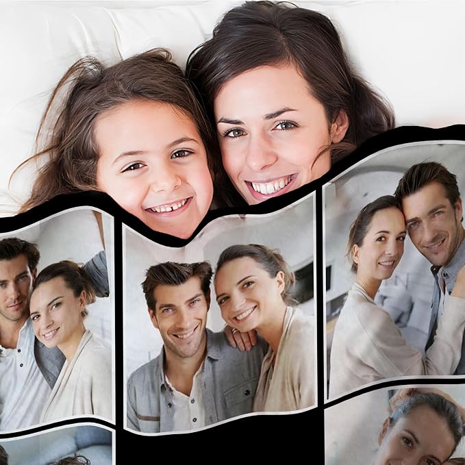 Funny DIY Custom Blanket with Picture Text Customized Blankets Customizable Photo Blanket Personalized Fathers Day Mothers Day Valentine's Birthday Gifts for Mom Dad Girlfriend Boyfriend Man Women