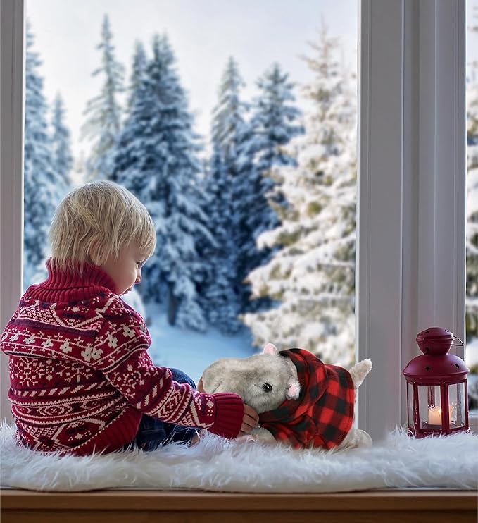 DolliBu Red Hoodie Plaid Jacket Teddy Bear Clothes - Cute Red Long Sleeve Shirt Plaid Flannel Sweater For Teddy Bear, Stuffed Animal Dress Up Lumberjack Costume, Plush Toy Clothing Accessories - Large