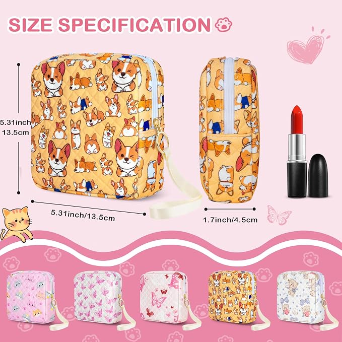 Likesing Tampon Holder for Purse, Quilted Period Bag Sanitary Napkin Storage Bag for Girls Womens, Portable Feminine Emergency Pad Period Pouch(Orange Dog)
