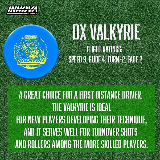 Innova Disc Golf Set 3 Pack – Disc Golf Starter Set for Beginners with Disc Golf Driver, Mid-Range, Disc Golf Putter DX Valkyrie, DX Invader, DX Mako3 and Mini