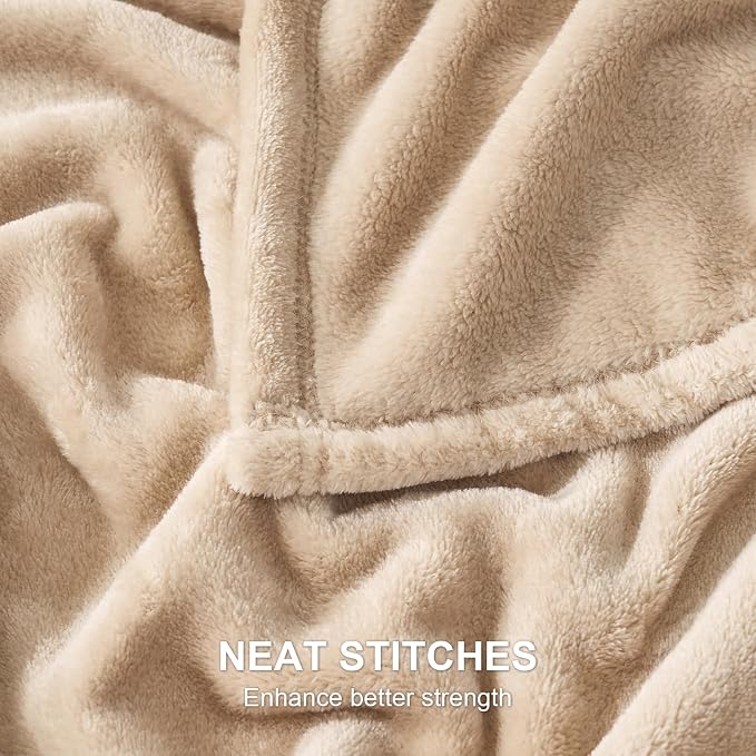 Hansleep King Light Camel Fleece Blanket, Soft Flannel Bed Blanket | Fuzzy Cozy Blanket 90x108 Inches, Multi-use for Bed, Sofa, Couch, Travel, Camping, All Season Warm Lightweight Cover