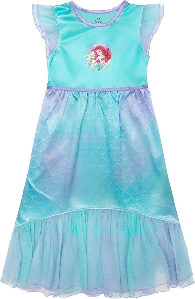 Disney Girls' Princess Dress Nightgown, Fantasy Gown, Soft & Cute Pajamas for Kids
