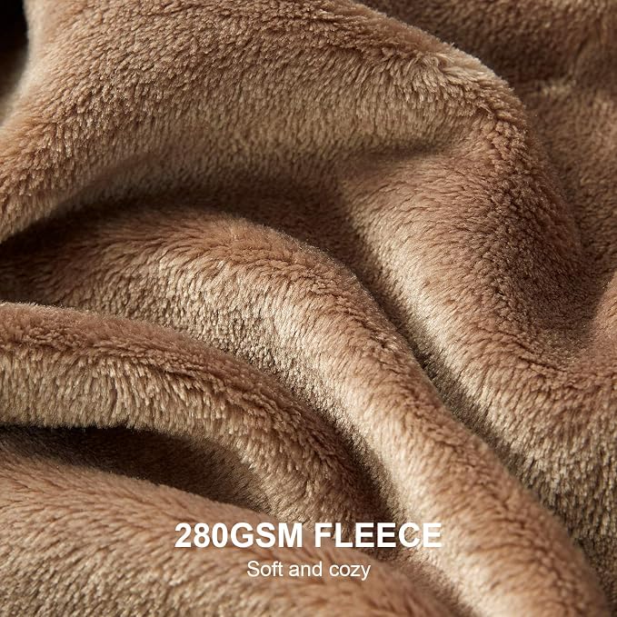 Hansleep Throw Camel Fleece Blanket, Soft Flannel Bed Blanket | Fuzzy Cozy Blanket 50x60 Inches, Multi-use for Bed, Sofa, Couch, Travel, Camping, All Season Warm Lightweight Cover