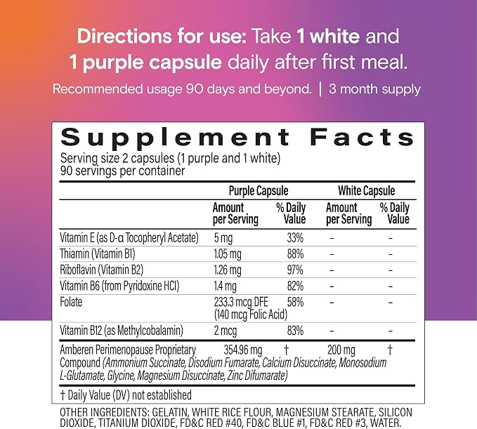 Amberen Perimenopause Supplement for Women, Clinically Proven – Helps Relieve Hot Flashes, Night Sweats, Irritability & Difficulty Sleeping, Helps Support Hormone Balance Hormone-Free, 90-Day Supply