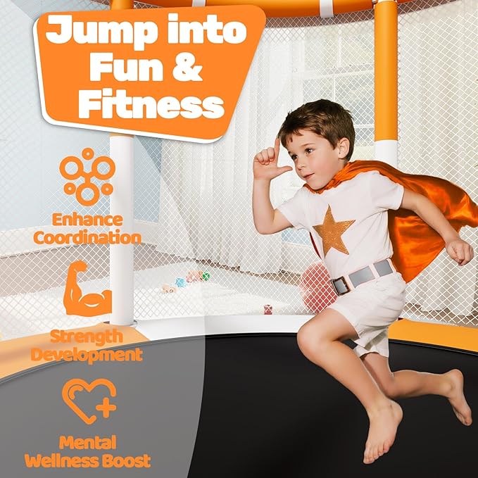 ZCMHAXJ 55" Trampoline for Kids, 440lbs Capacity Indoor & Outdoor Toddler Trampoline, Gifts for Boys & Girls