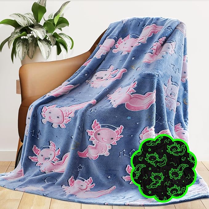 Soft Throw Blanket for Kids Toddlers, Cozy Small Fleece Blanket for Bed, Travel, Birthday Gifts for Girls Ages 2-10, Cute Axolotl Toys for Toddlers Girls Boys, Home Bedroom Decor 40x50 Inches