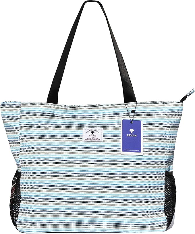 ESVAN LARGE BEACH BAG Water Resistant Lightweight 20 inch Women Oversize Tote Bag for Gym Beach Travel Pool Yoga Nurse