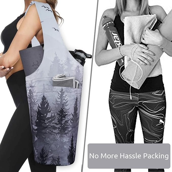 Yoga Mat Bag - Long Tote with Pockets - Holds More Yoga Accessories - Yoga Bag Fit Most Size Mats - Yoga Mat Carrier