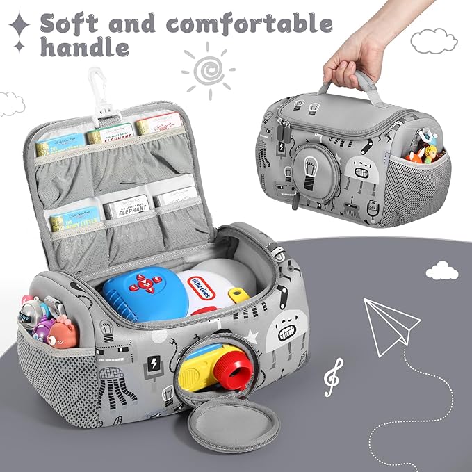 Carrying Case Compatible with Little Tikes Story Dream Machine Books Starter Set, Storage Carrier Bag for Storytime Audio Play Real for Littles Character Collection (Gray)