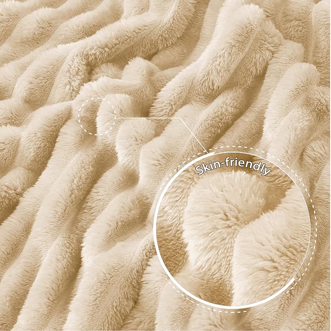 Exclusivo Mezcla Striped Twin Size Fleece Blanket for Bed, Couch, 60"x80" | Soft Breathable Cozy Bed Blankets, Lightweight Plush Fluffy Fuzzy Jacquard Decorative Blankets