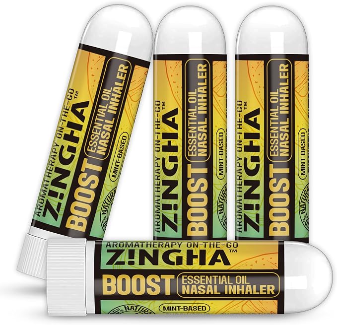 Z!NGHA Natural Aromatherapy Nasal Stick Boost Focus & Enhance Breathing | Portable Sinus Relief & Relaxation Nasal Inhaler Stick | Essential Oil Blend for Stress and Congestion (Boost)