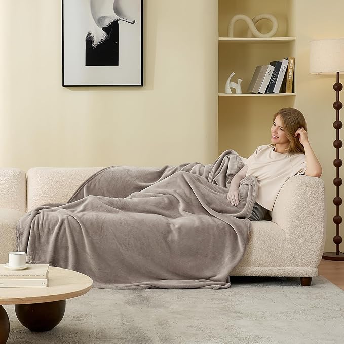 Hansleep King Mocha Brown Fleece Blanket, Soft Flannel Bed Blanket | Fuzzy Cozy Blanket 90x108 Inches, Multi-use for Bed, Sofa, Couch, Travel, Camping, All Season Warm Lightweight Cover