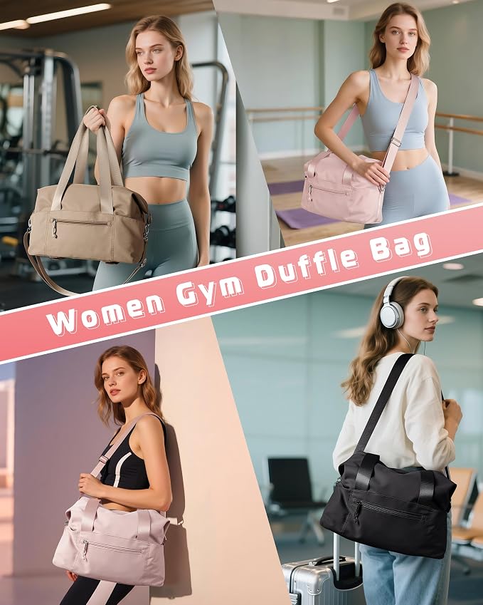 Smasrob Small Gym Bag with Yoga Mat Holder, Wet Pocket and a Separate Pouch, Small Gym Duffle Bag for Women with Detachable Crossbody Shoulder Strap