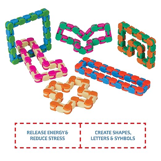 Neliblu Wacky Tracks 6 Pack Sensory Fidget Toys Snap and Click Fidget Cube Puzzles Bulk - ADHD, Autism, Stress Relief Therapy - Fidget Toys for Sensory Kids, Keeps Fingers Busy and Minds Focused