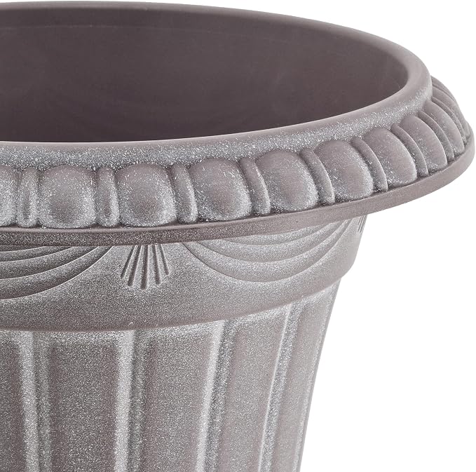 Arcadia Garden Products PL10WW Classic Traditional Plastic Urn Planter, 15" x 13", Whitewash