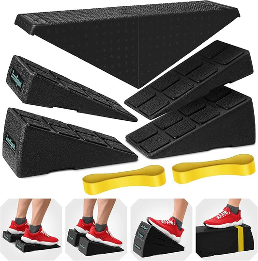 Squat Wedge Block Set of 3/5 - 960 LBS Capacity - Slant Board for Calf Stretching with 5 Stackable Angles - Calf Stretcher Slant Board - Workout Equipment - EPP Material for Exercise Equipment & Physical Therapy