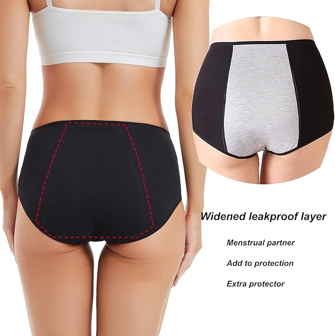 HATSURE Period Underwear for Women Leak Proof Cotton Overnight Menstrual Panties Briefs (Multipack)