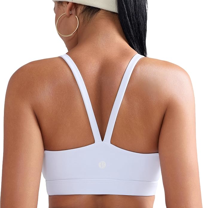 RUNNING GIRL Sports Bras for Women,Light Impact Molded Cup Strap Sports Bra with Sewn in Pads,Best for A-C Cup