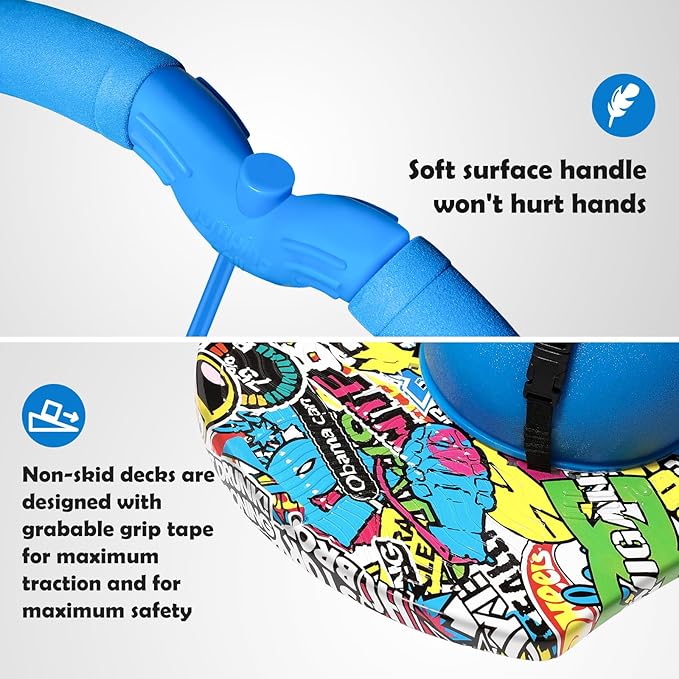 Pogo Ball with Handles for Kids & Adults, Balance Bounce Ball, Trick Board for Girls and Boys Ages 6 and up (Blue-Colourful)