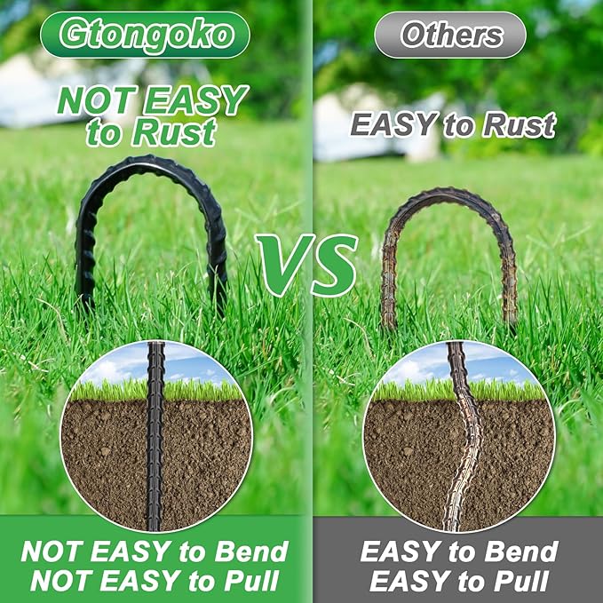 Gtongoko Trampoline Stakes, Trampoline Accessories, Ground Stakes Heavy Duty with T Hook, Ground Anchors, Rebar Stakes, High Wind Tent Anchors, Galvanized Steel, U Shaped, Black