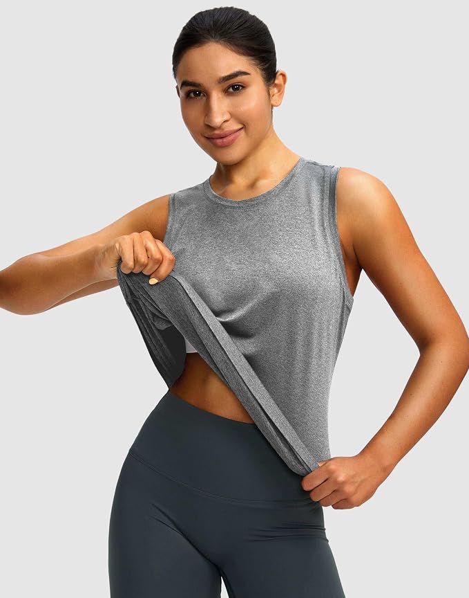 Women's Workout Tops Racerback Athletic Tank Tops Sleeveless Loose Fit Yoga Running Gym Shirts for Women