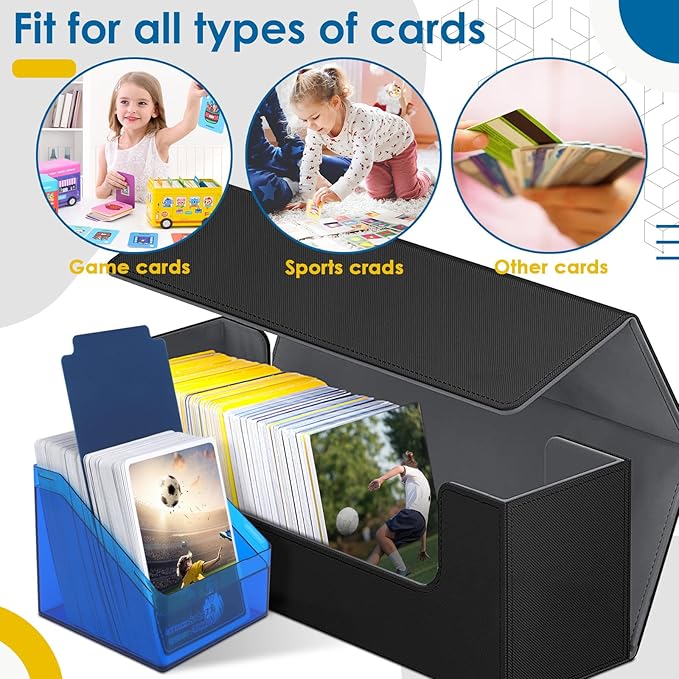 Homthy Card Deck Case for Trading Cards, Leather Magnetic Closure Commander Card Storage Box Holding 600+ Sleeved Cards Fit for YuGiOh, MTG and Sport Cards (1000 Card Deck Case)