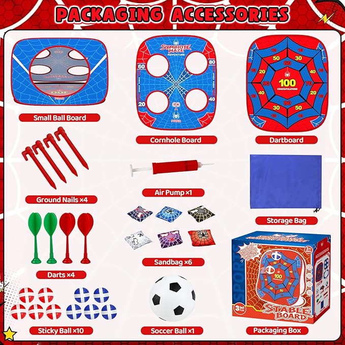 Spider Bean Bag Toss Game for Kids Age 4-8, Cornhole Board Outdoor Toys for Toddlers Party Carnival Outside Games Toy Christmas Birthday Gifts for Kid Boys Girls 3 4 5 6 7 8 9 Year Old
