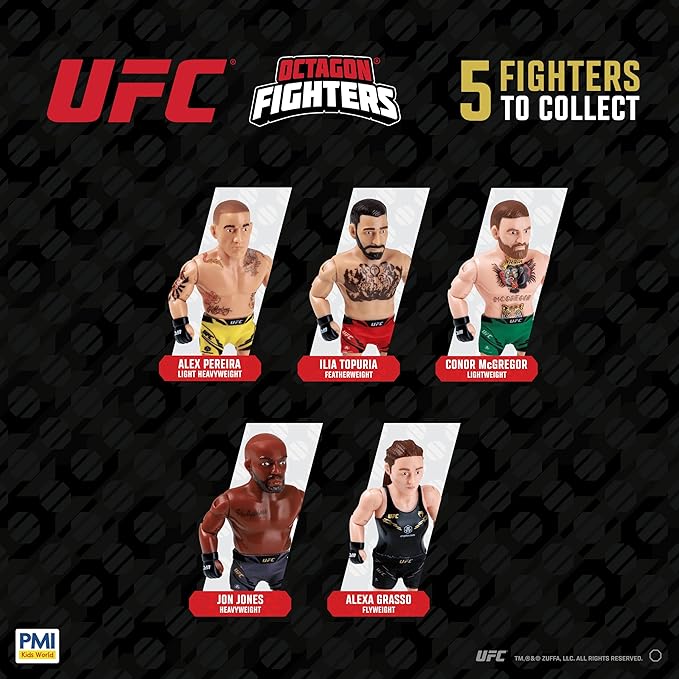 UFC 4.5-Inch Articulated Action Figure – Alex Pereira with Accessories | Official UFC Collectible by PMI | 1 Pack Window Box | 4 Fighters to Collect