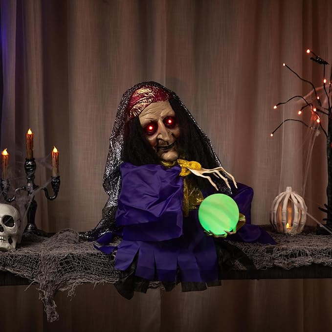 Northlight Animated Fortune Teller Halloween Decoration, 20", Green